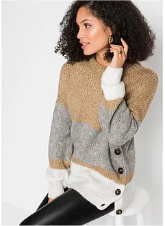 Maglione oversize a righe con bottoni, bonprix Maglione oversize a righe con bottoni, bonprix