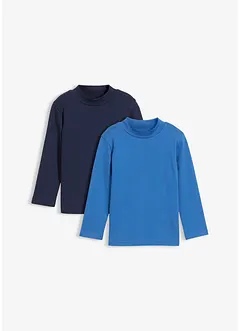 Maglia a maniche lunghe con collo dritto in puro cotone biologico (pacco da 2), bonprix Maglia a maniche lunghe con collo dritto in puro cotone biologico (pacco da 2), bonprix