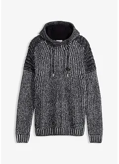 Maglione in filato grosso con cappuccio e dettagli stile biker, bonprix Maglione in filato grosso con cappuccio e dettagli stile biker, bonprix