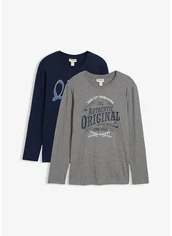 Maglia a maniche lunghe in puro cotone biologico (pacco da 2), bonprix Maglia a maniche lunghe in puro cotone biologico (pacco da 2), bonprix