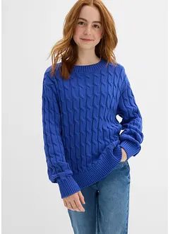 Maglione a trecce in puro cotone biologico riciclabile, bonprix Maglione a trecce in puro cotone biologico riciclabile, bonprix