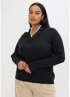 Maglione a coste con effetto 2 in 1 in filato fine di viscosa, bonprix Maglione a coste con effetto 2 in 1 in filato fine di viscosa, bonprix