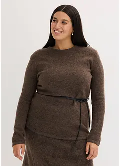 Maglia con percentuale di lana e cinturina in similpelle, bonprix Maglia con percentuale di lana e cinturina in similpelle, bonprix