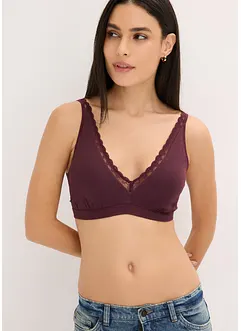 Bralette a costine con cotone biologico e pizzo, bonprix Bralette a costine con cotone biologico e pizzo, bonprix