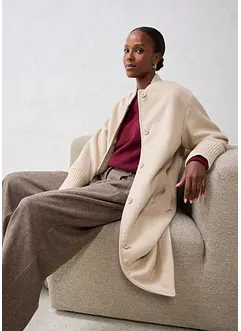 Giaccone in lana con finiture a maglia, bonprix Giaccone in lana con finiture a maglia, bonprix