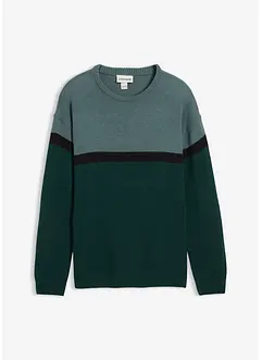 Maglione pratico a girocollo con motivo color block, bonprix Maglione pratico a girocollo con motivo color block, bonprix