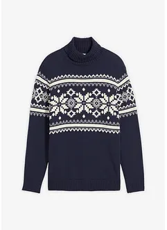 Maglione norvegese a collo alto in puro cotone, bonprix Maglione norvegese a collo alto in puro cotone, bonprix