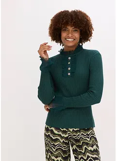 Maglia in filato fine con volant di chiffon, bonprix Maglia in filato fine con volant di chiffon, bonprix