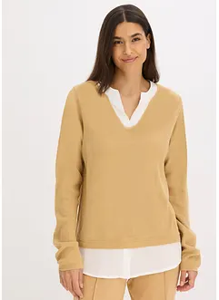 Maglione in filato fine con inserti effetto camicia, bonprix Maglione in filato fine con inserti effetto camicia, bonprix