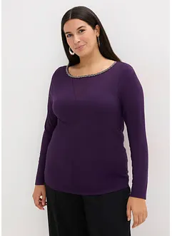 Maglia con inserto in mesh e pietruzze glitterate, bonprix Maglia con inserto in mesh e pietruzze glitterate, bonprix
