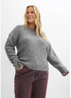 Maglione boxy con motivo a trecce sulle maniche, bonprix Maglione boxy con motivo a trecce sulle maniche, bonprix