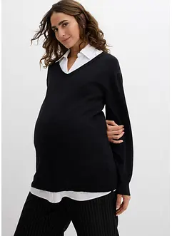 Maglione e camicia smanicata prémaman / da allattamento in cotone biologico, bonprix Maglione e camicia smanicata prémaman / da allattamento in cotone biologico, bonprix