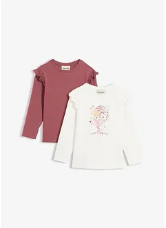 Maglia a maniche lunghe in misto cotone biologico elasticizzato (pacco da 2), bonprix Maglia a maniche lunghe in misto cotone biologico elasticizzato (pacco da 2), bonprix