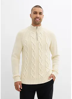 Maglione in filato grosso misto cotone con mezza zip, bonprix Maglione in filato grosso misto cotone con mezza zip, bonprix