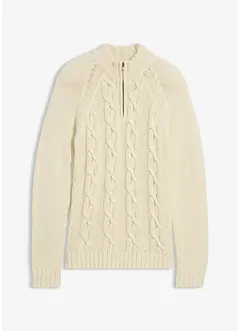 Maglione in filato grosso misto cotone con mezza zip, bonprix Maglione in filato grosso misto cotone con mezza zip, bonprix