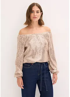 Maglia con spalle scoperte oversize con paillettes, bonprix Maglia con spalle scoperte oversize con paillettes, bonprix