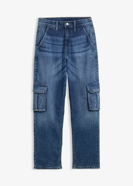 Jeans cargo termici loose fit con fodera in jersey, straight