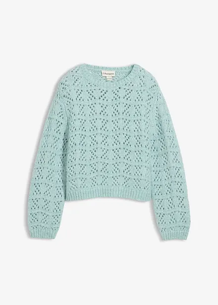 Maglione in  filato grosso con ricami traforati