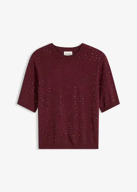 Maglioncino in filato fine a mezza manica con strass