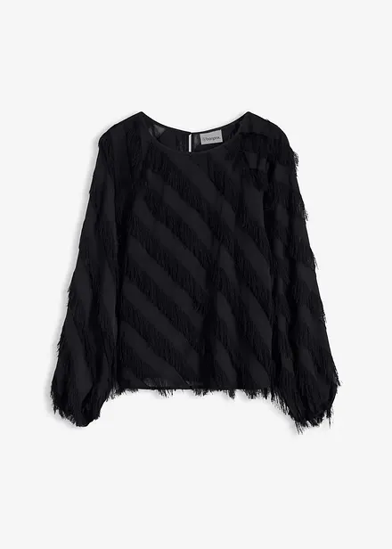 Blusa con dettagli frangiati