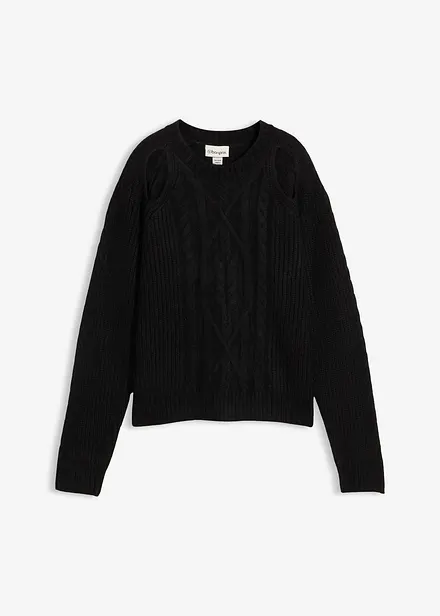 Maglione in  filato grosso con motivo a trecce