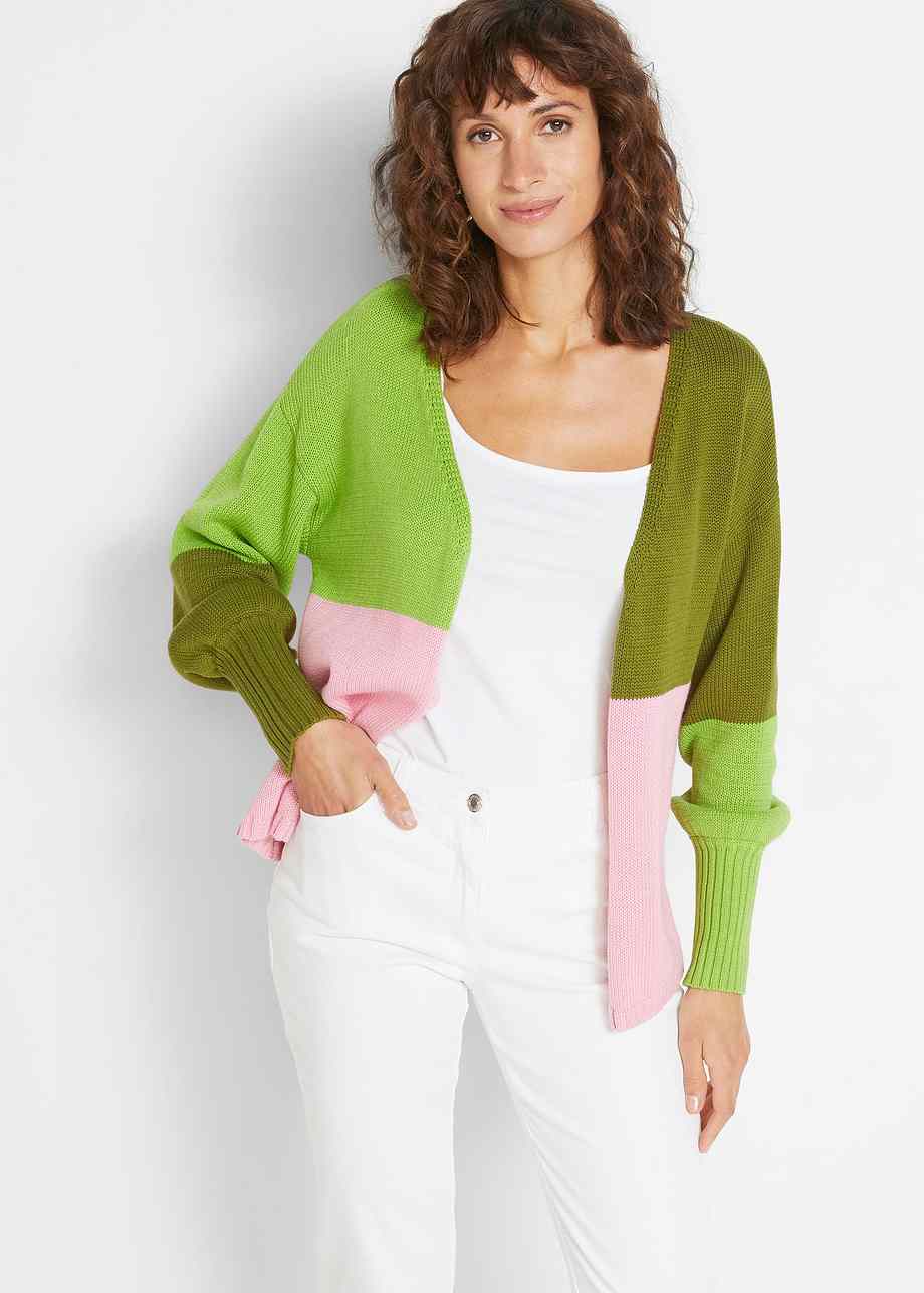 Grazioso Cardigan Oversize In Bei Colori Verde Chiaro Verde Oliva