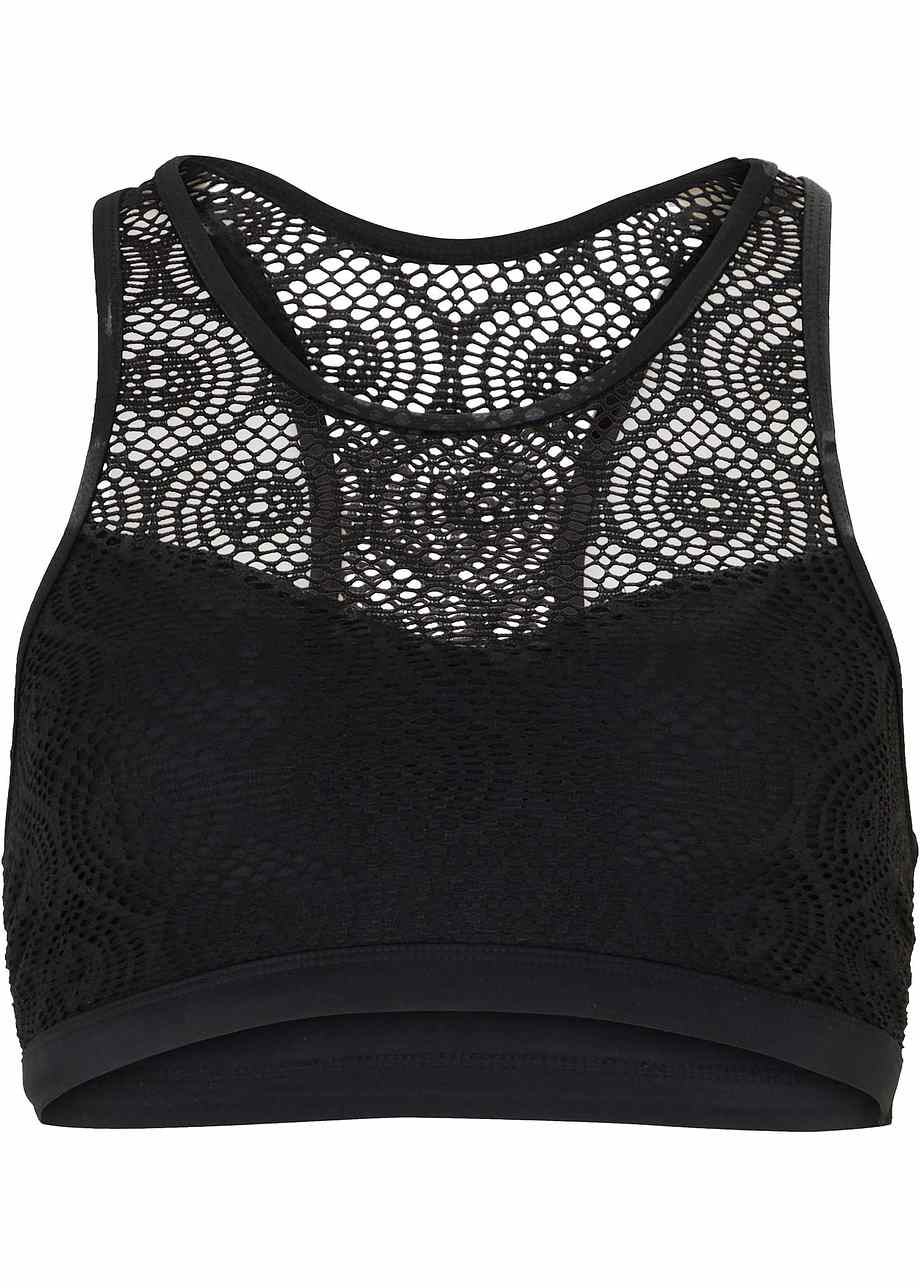 Bustier Per Bikini Stiloso Con Pizzo E Spalline Olimpioniche Nero