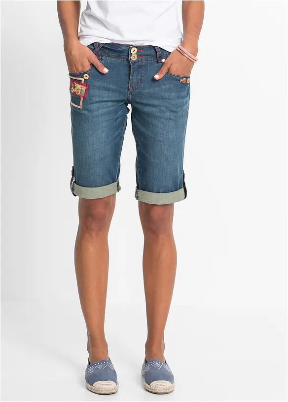 Bermuda in jeans, vita media, bonprix