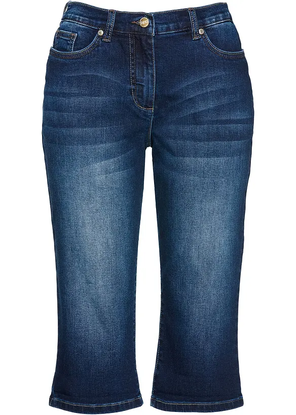 Bermuda in jeans con vita media parzialmente elasticizzata, bonprix