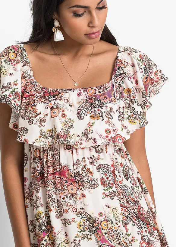 Abito con spalle scoperte in viscosa fluente, bonprix