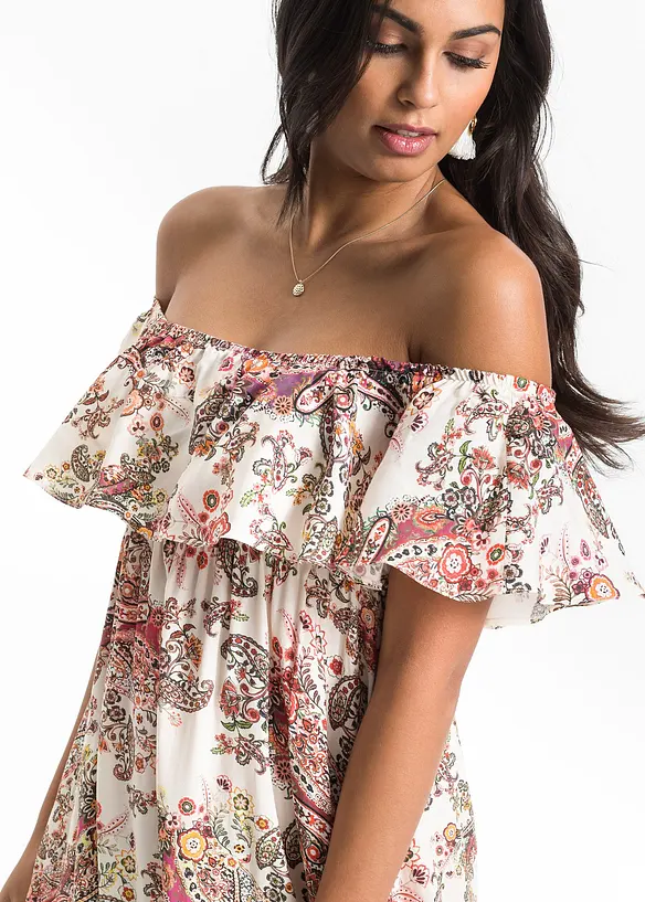 Abito con spalle scoperte in viscosa fluente, bonprix
