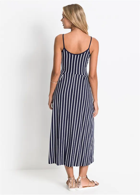 Abito estivo in jersey con abbottonatura e fantasia a righe, bonprix