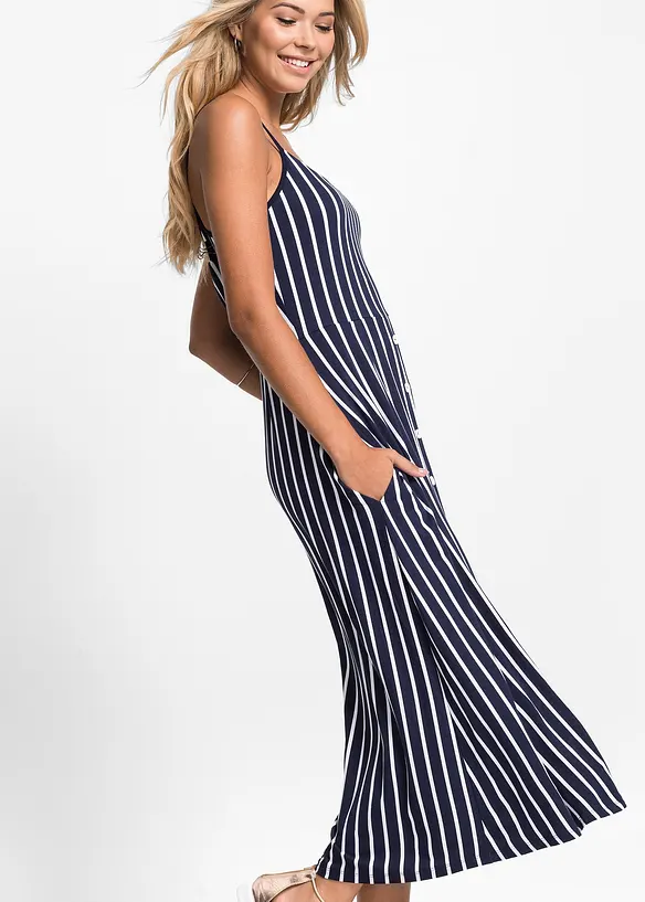 Abito estivo in jersey con abbottonatura e fantasia a righe, bonprix