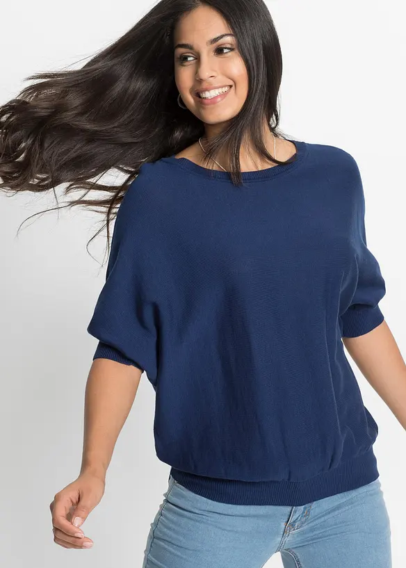 Maglione in filato fine di misto cotone, bonprix