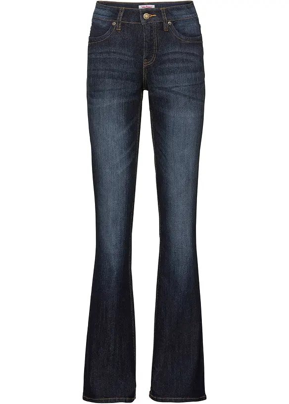 Jeans bootcut in stretch confortevole, vita media, bonprix