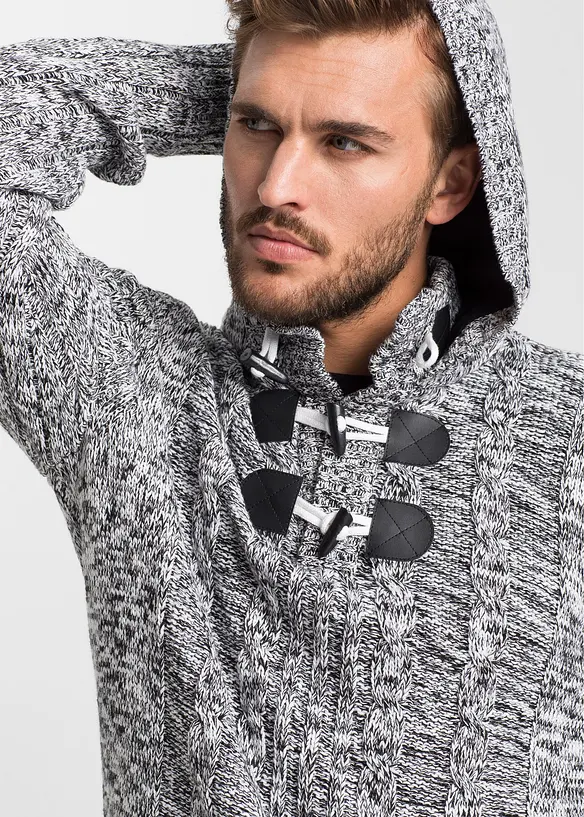 Maglione in filato grosso con cappuccio e cotone, bonprix