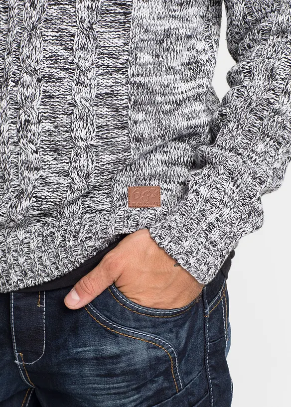 Maglione in filato grosso con cappuccio e cotone, bonprix