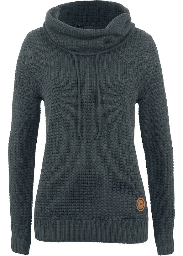 Maglione a collo alto con cordoncino, bonprix