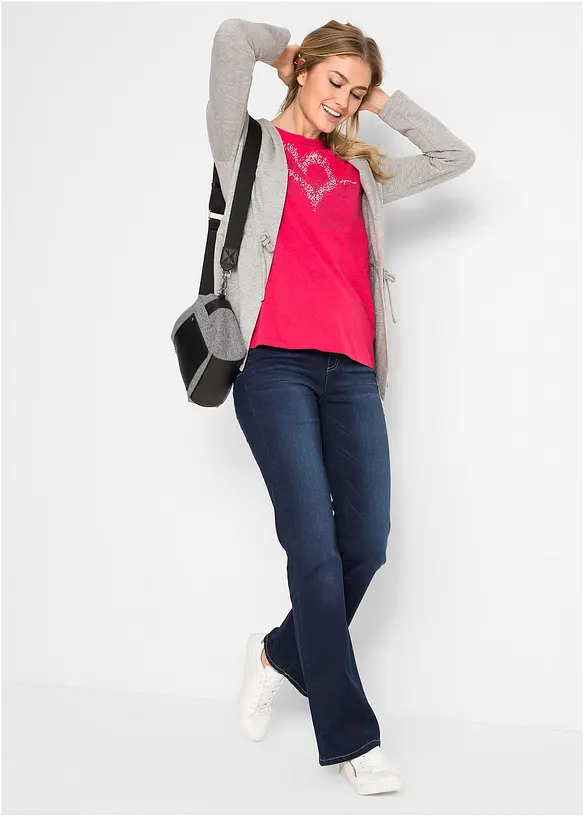 T-shirt in cotone biologico con cuore, bonprix