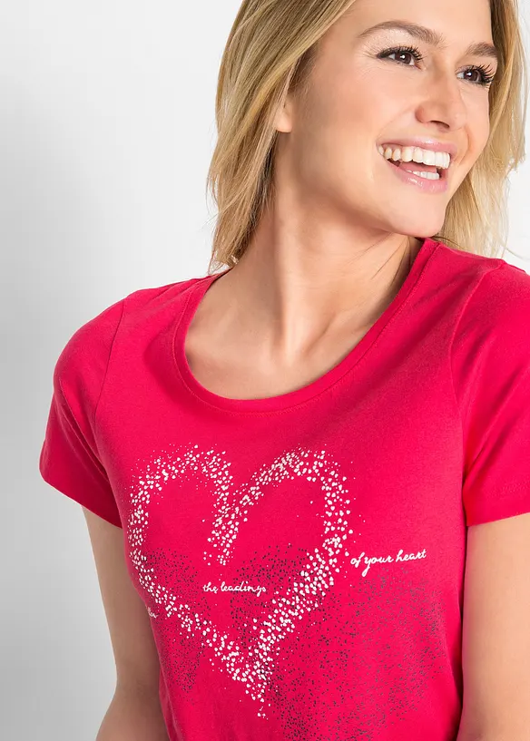 T-shirt in cotone biologico con cuore, bonprix