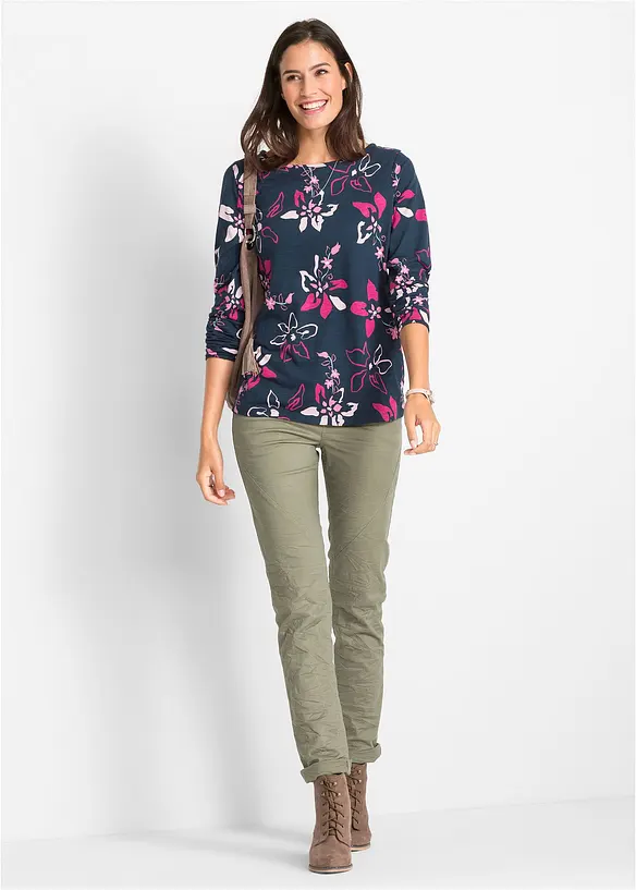 Maglia a maniche lunghe in fantasia floreale, bonprix