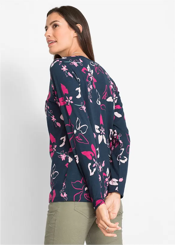 Maglia a maniche lunghe in fantasia floreale, bonprix