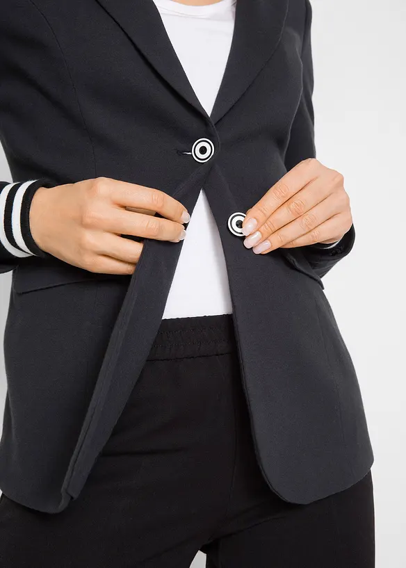 Blazer in cotone con dettagli a righe, bonprix