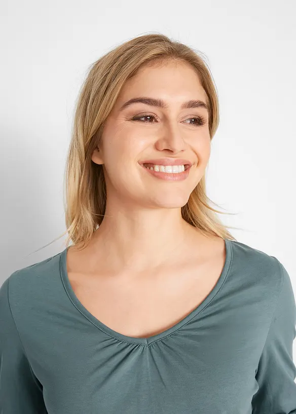 Maglia a maniche lunghe in puro cotone con elastico, bonprix