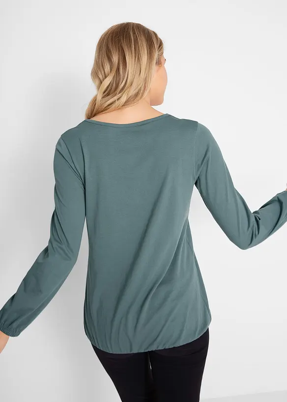 Maglia a maniche lunghe in puro cotone con elastico, bonprix