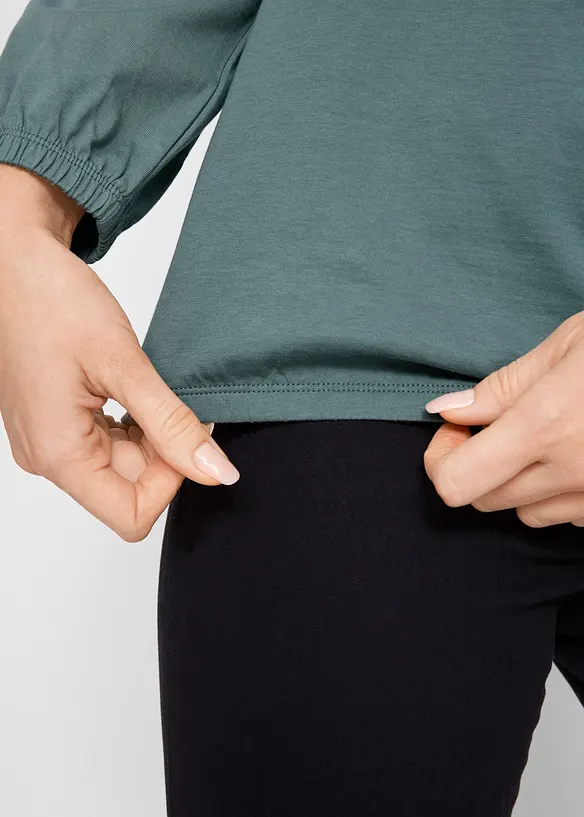 Maglia a maniche lunghe in puro cotone con elastico, bonprix