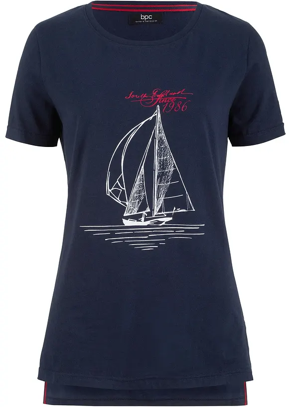 T-shirt in cotone con stampa e spacchi, bonprix