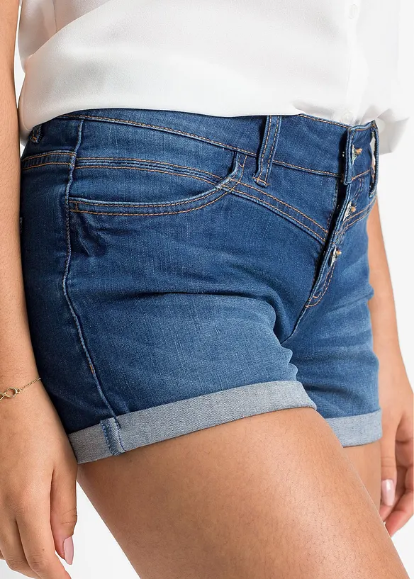 Shorts di jeans, vita media, bonprix