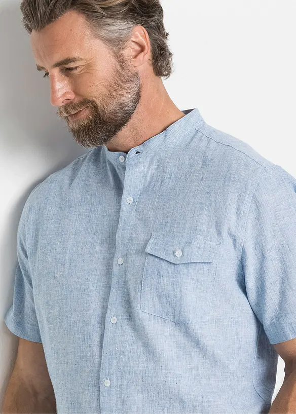 Camicia in misto lino a maniche corte, bonprix
