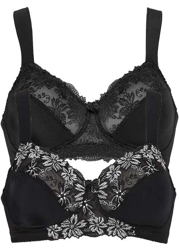 Reggiseno senza ferretto con spalline imbottito (pacco da 2), bonprix